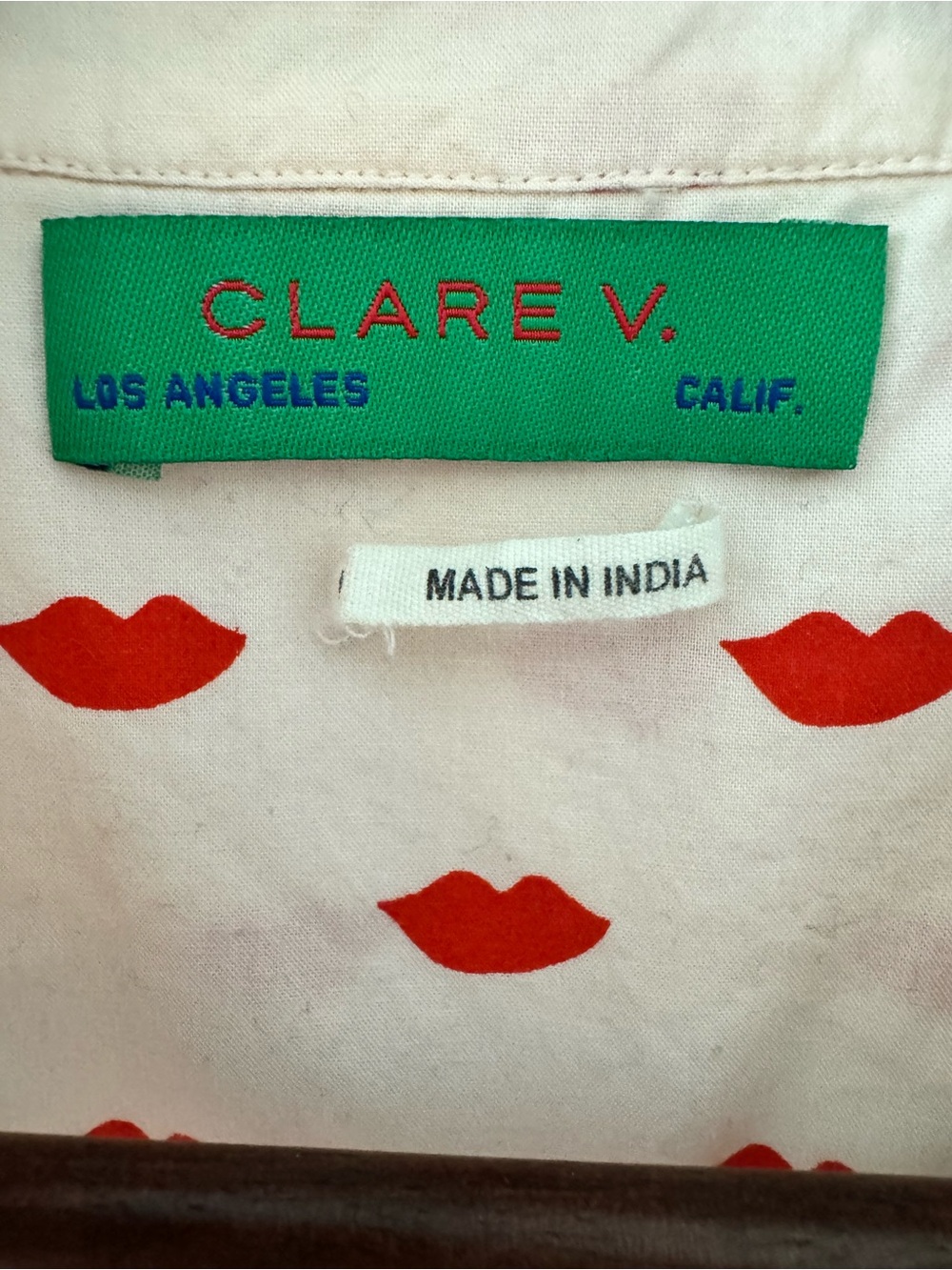Clare V Button-Down Shirt with Red Lip Print - Picture 6 of 6